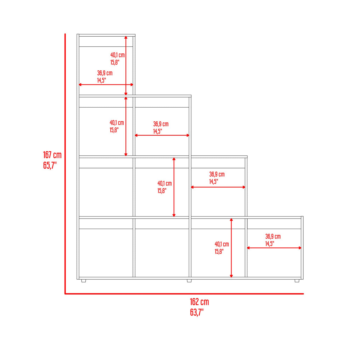 Biblioteca Esquinera Beijing Fresno Europeo 162x167cm Triangular con Diez Compartimientos y con Diez Entrepaños - BIBLIOTECAS Y ESTANTERIAS | Bylmo