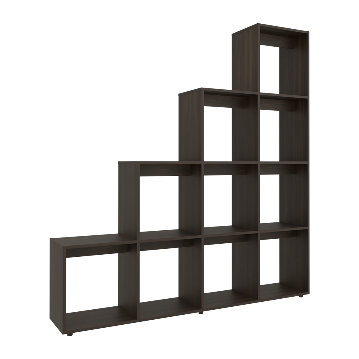 Biblioteca Esquinera Beijing Nogal 162x167cm Triangular con Diez Compartimientos y con Diez Entrepaños - BIBLIOTECAS Y ESTANTERIAS | Bylmo