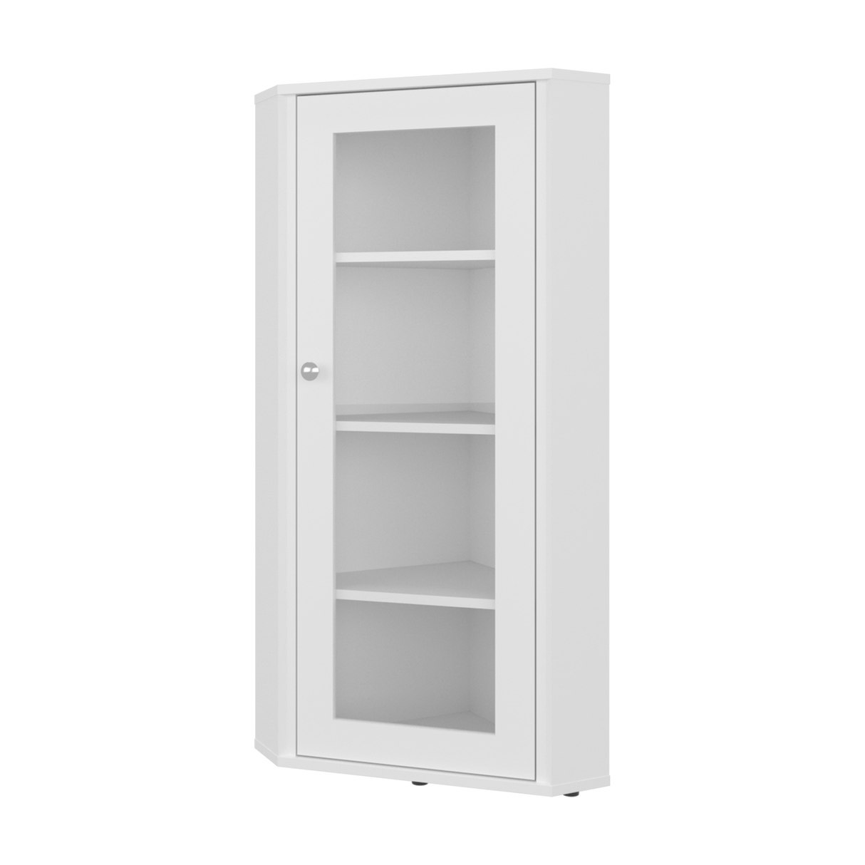 Vitrina Esquinera Genova Blanco 59.4x110.6cm Rectangular con Cuatro Compartimientos y con Tres Entrepaños - BIBLIOTECAS Y ESTANTERIAS | Bylmo