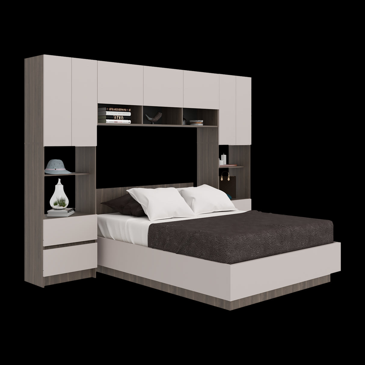 Combo Cama y Closet St Denis Milan y Capri 272x200cm para Cama Doble 140 X 190 CM con Cabecero - CAMAS | Bylmo