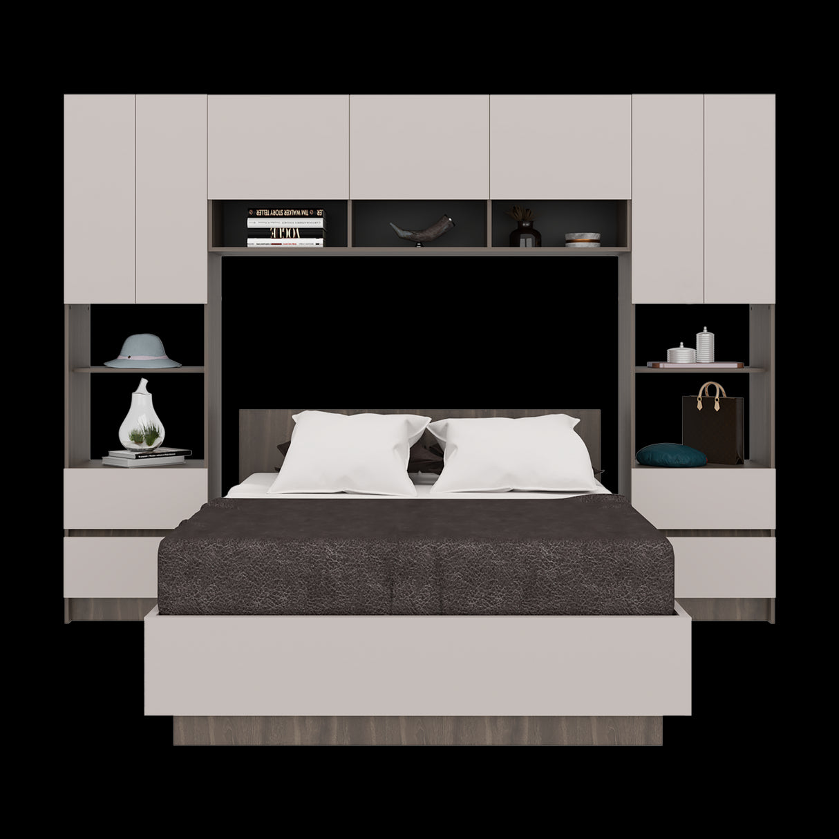 Combo Cama y Closet St Denis Milan y Capri 272x200cm para Cama Doble 140 X 190 CM con Cabecero - CAMAS | Bylmo