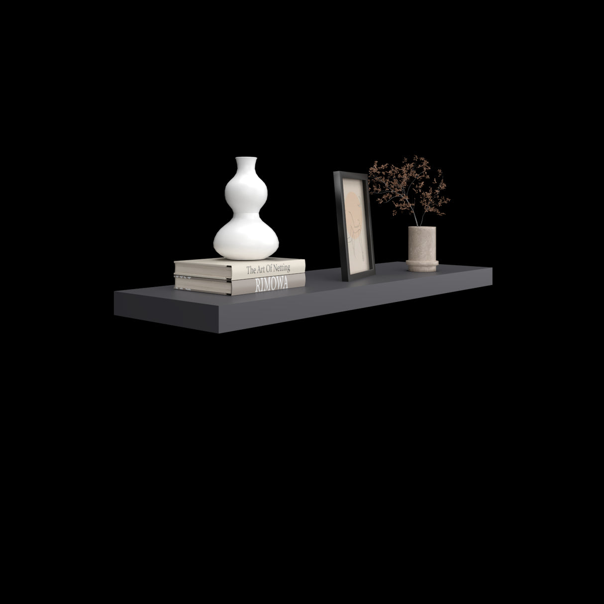 Repisa Plomo 80x3.8cm Rectangular Flotante con Dos Entrepaños - REPISAS | Bylmo