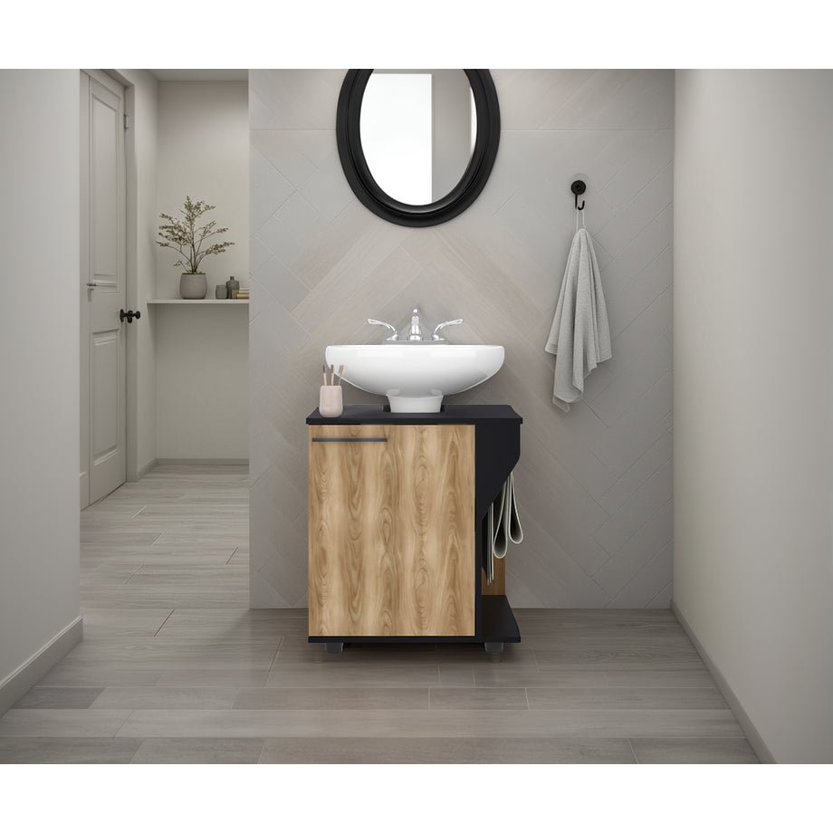 Mueble para Lavamanos Phillips Wengue y Fresno Europeo 56x62.1cm Individual sin Lavamanos y con Una Puerta - MUEBLES PARA LAVAMANOS | Bylmo