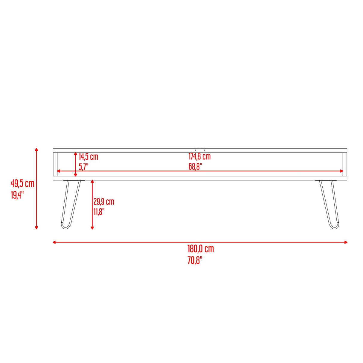 Rack de TV Luft Ceniza 180x49.5cm para TV Hasta 75" Pulgadas con Un Compartimiento - MUEBLES DE TV | Bylmo