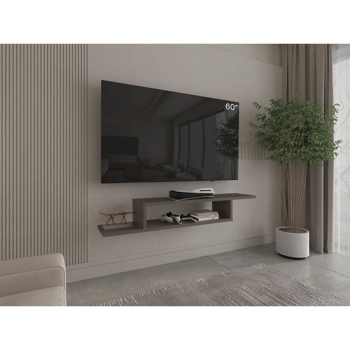 Repisa para TV Dili Olivo 150.2x22.9cm para TV Hasta 55" Pulgadas con Un Compartimiento - MUEBLES DE TV | Bylmo