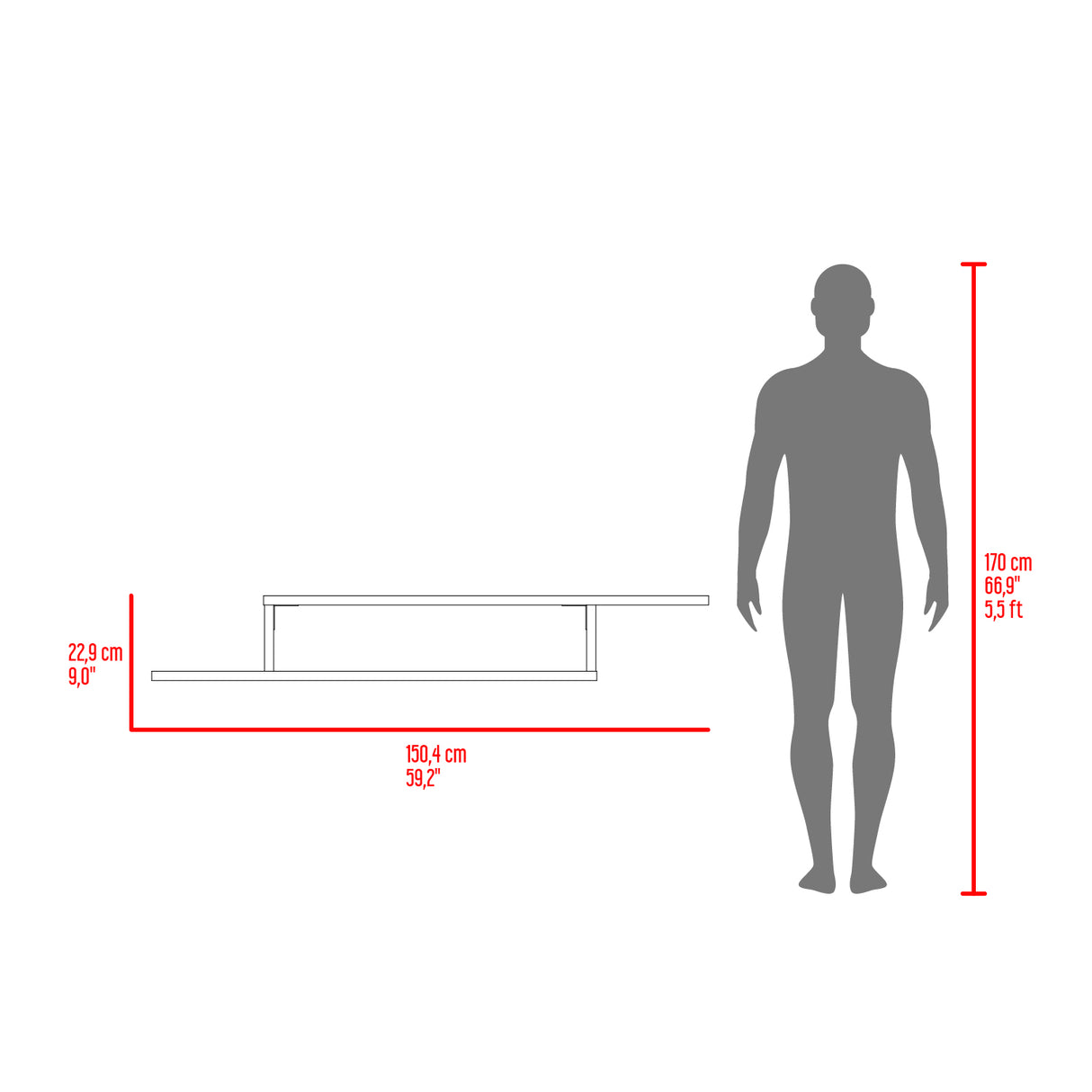 Repisa para TV Dili Olivo 150.2x22.9cm para TV Hasta 55" Pulgadas con Un Compartimiento - MUEBLES DE TV | Bylmo