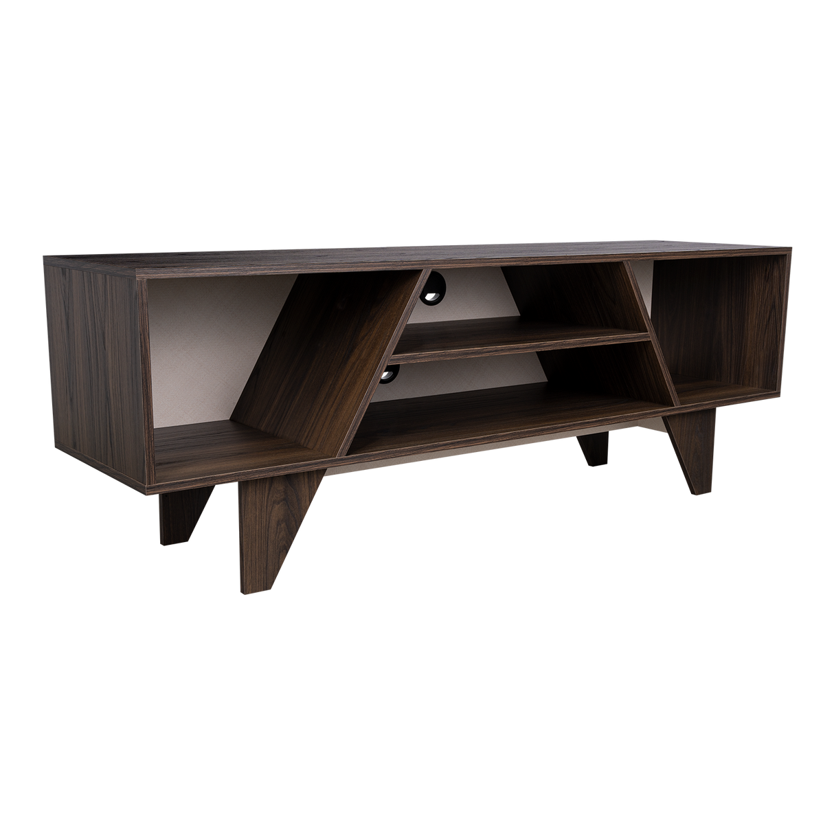 Rack de TV Pisa Nogal y Toquilla 150x53.6cm para TV Hasta 65" Pulgadas con Cuatro Compartimientos - MUEBLES DE TV | Bylmo