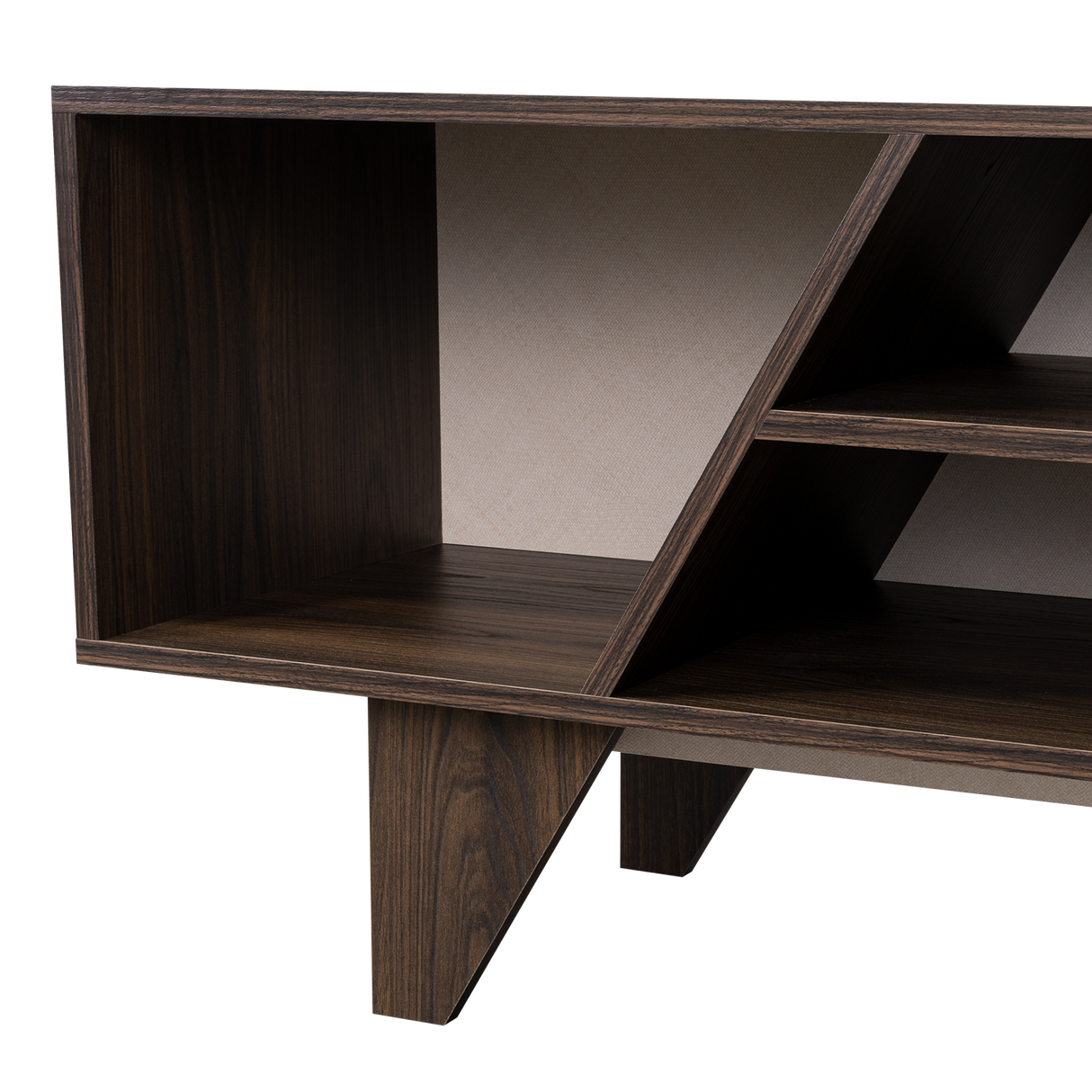 Rack de TV Pisa Nogal y Toquilla 150x53.6cm para TV Hasta 65" Pulgadas con Cuatro Compartimientos - MUEBLES DE TV | Bylmo