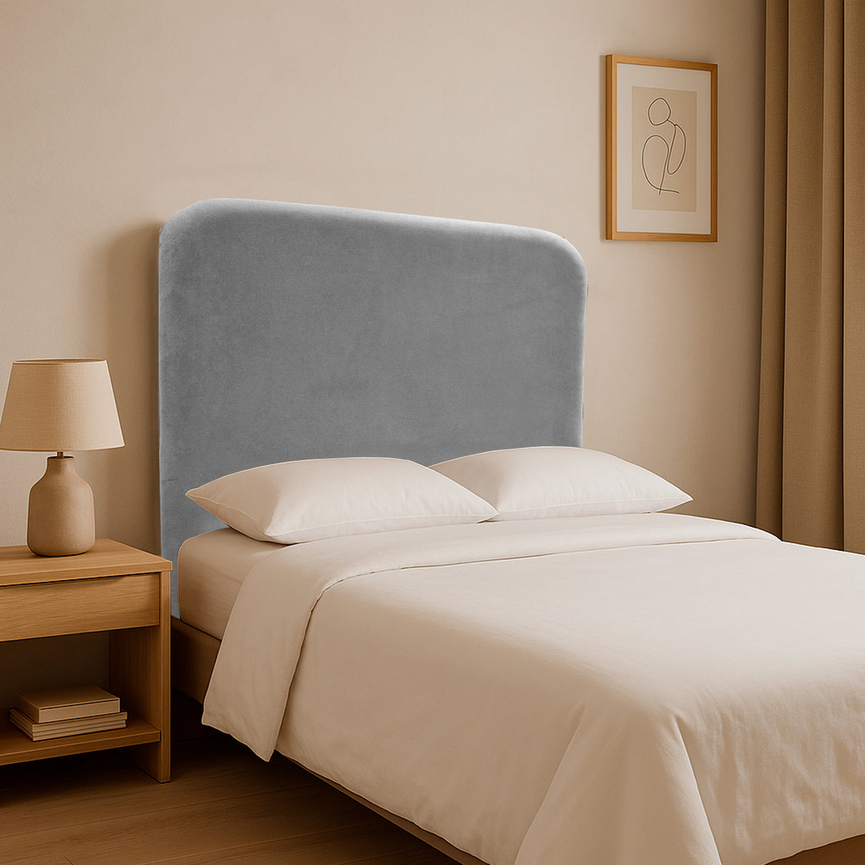 Cabecero de Piso Comfort Gris 140x125cm Abullonado para Cama Doble - CABECEROS | Bylmo