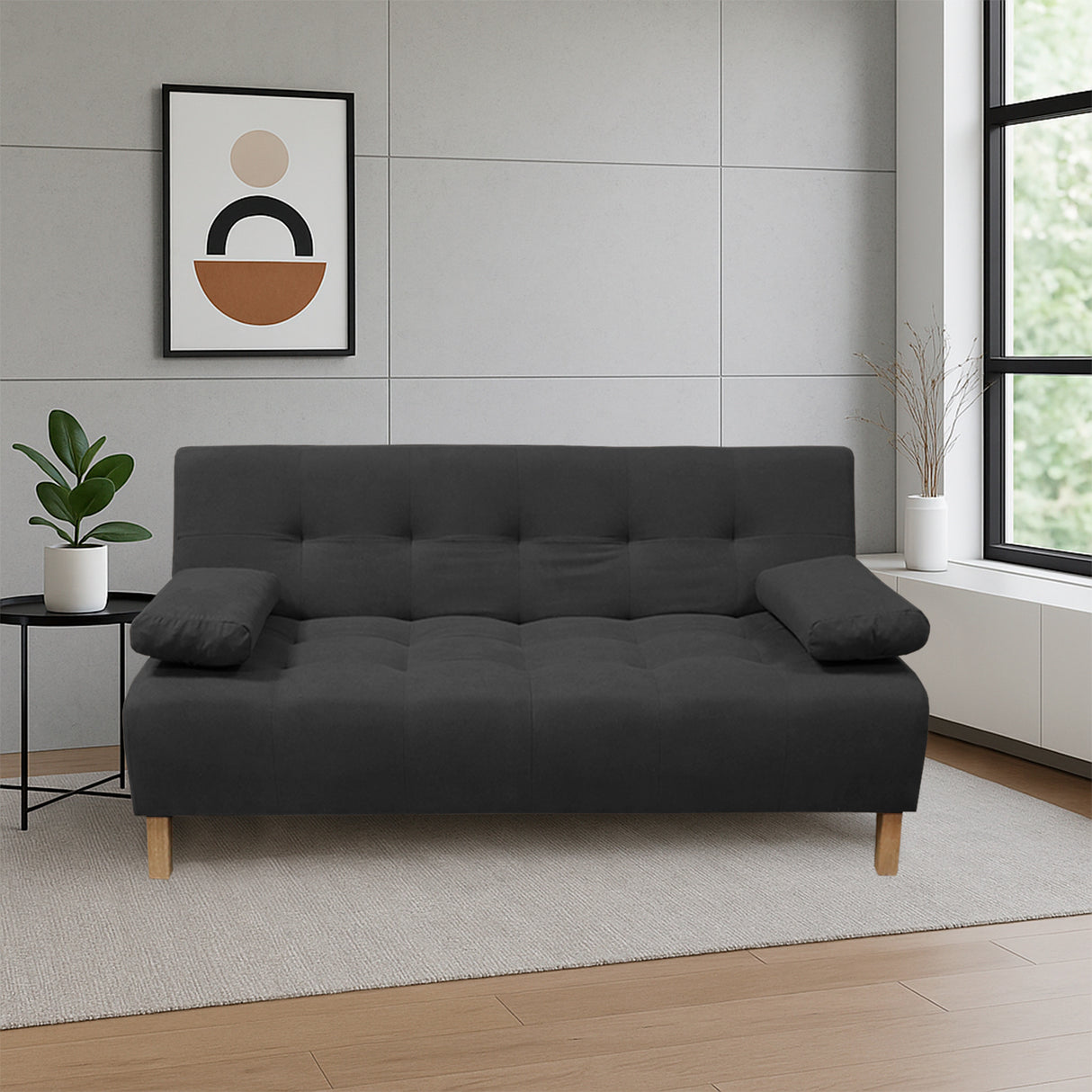 Sofacama Egli Negro 180x94cm de Tres Puestos Reclinable Antifluido y sin Apoya Brazos - SOFAS Y POLTRONAS | Bylmo