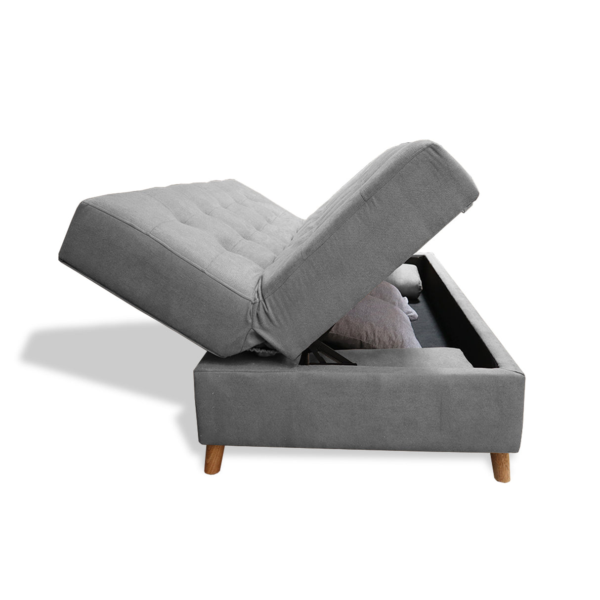 Sofacama Lugano Gris 180x95cm de Tres Puestos Reclinable Antifluido con Almacenamiento y sin Apoya Brazos - SOFAS Y POLTRONAS | Bylmo