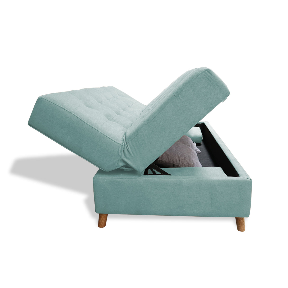 Sofacama Lugano Menta 180x95cm de Tres Puestos Reclinable Antifluido con Almacenamiento y sin Apoya Brazos - SOFAS Y POLTRONAS | Bylmo