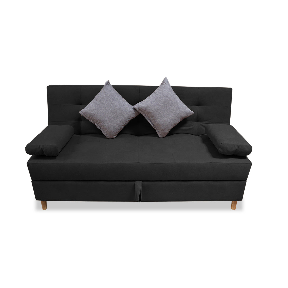Sofacama Lugano Negro 180x95cm de Tres Puestos Reclinable Antifluido con Almacenamiento y sin Apoya Brazos - SOFAS Y POLTRONAS | Bylmo