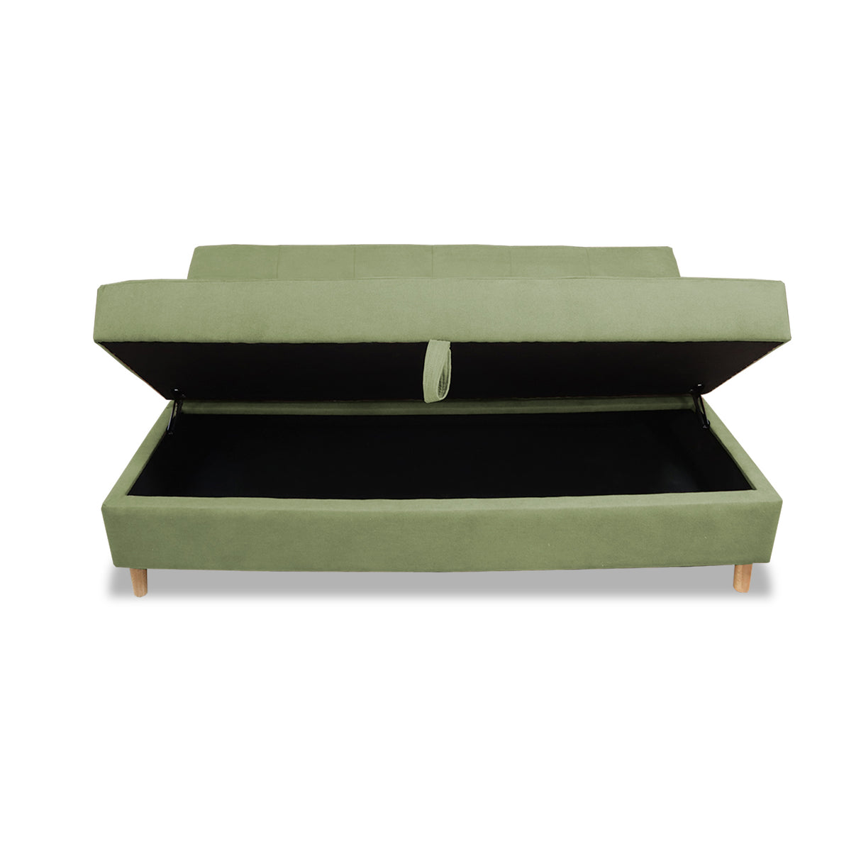 Sofacama Lugano Verde 180x95cm de Tres Puestos Reclinable Antifluido con Almacenamiento y sin Apoya Brazos - SOFAS Y POLTRONAS | Bylmo