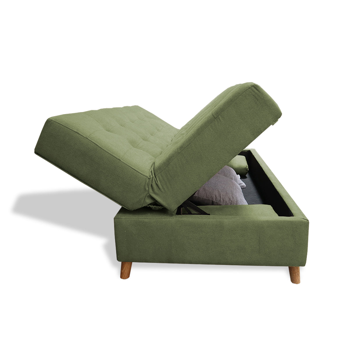 Sofacama Lugano Verde 180x95cm de Tres Puestos Reclinable Antifluido con Almacenamiento y sin Apoya Brazos - SOFAS Y POLTRONAS | Bylmo
