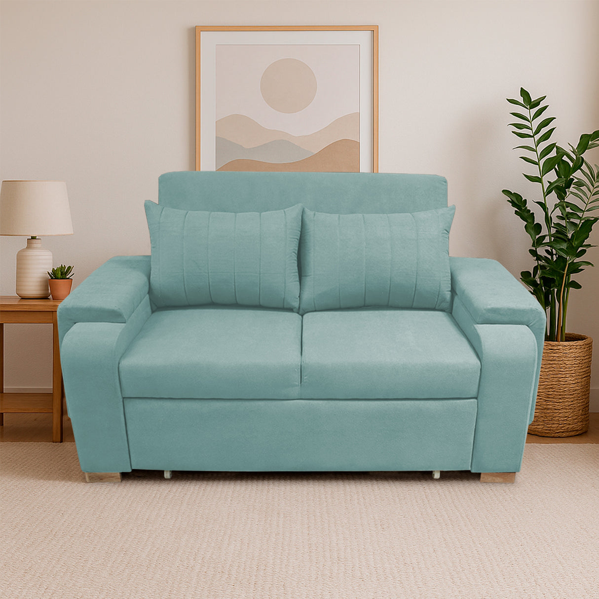 Sofacama Hartmann Menta 180x94cm de Dos Puestos Reclinable Antifluido y con Apoya Brazos - SOFAS Y POLTRONAS | Bylmo