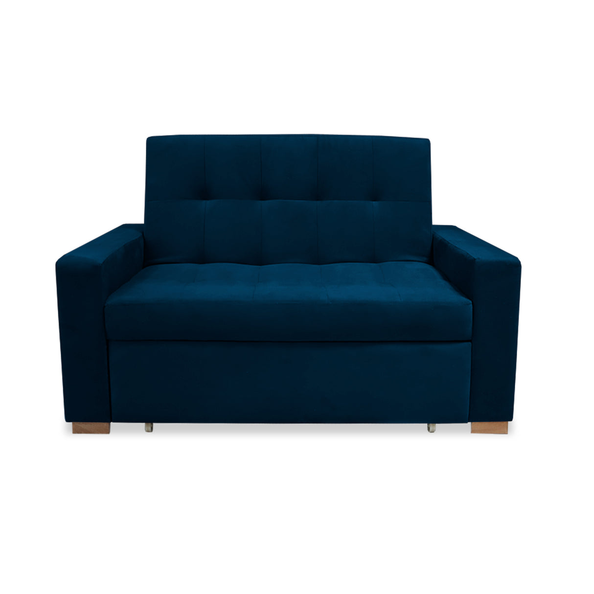 Sofacama Atalanta Azul Petróleo 150x94cm de Dos Puestos Reclinable Antifluido y sin Apoya Brazos - SOFAS Y POLTRONAS | Bylmo