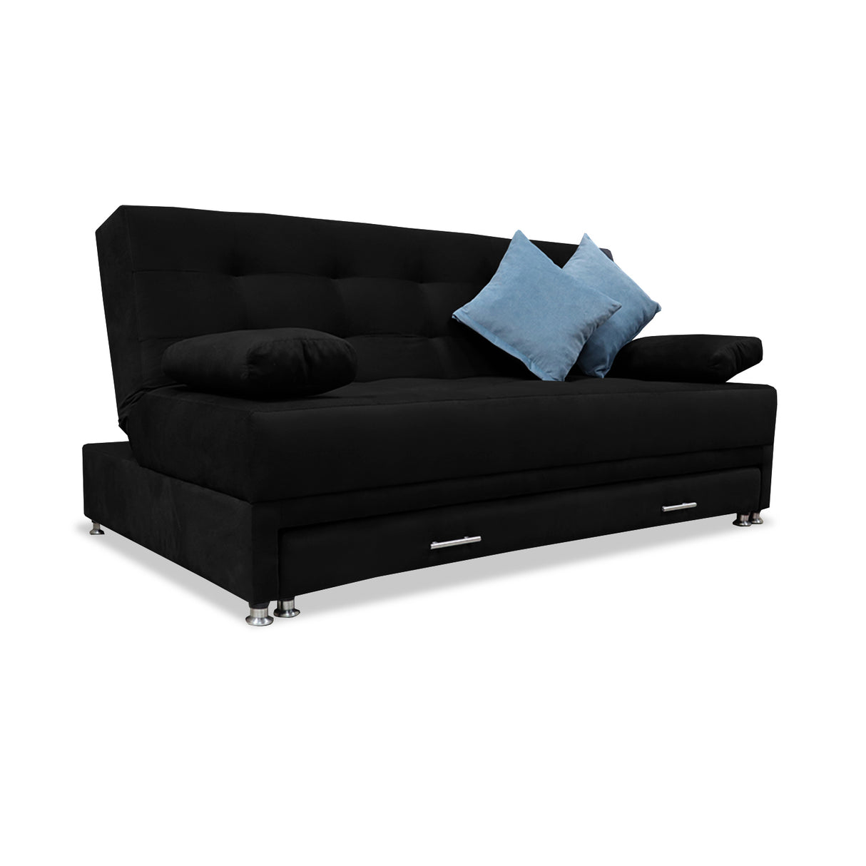 Sofacama Bachmann Negro 190x95cm de Tres Puestos Reclinable Antifluido y sin Apoya Brazos - SOFAS Y POLTRONAS | Bylmo