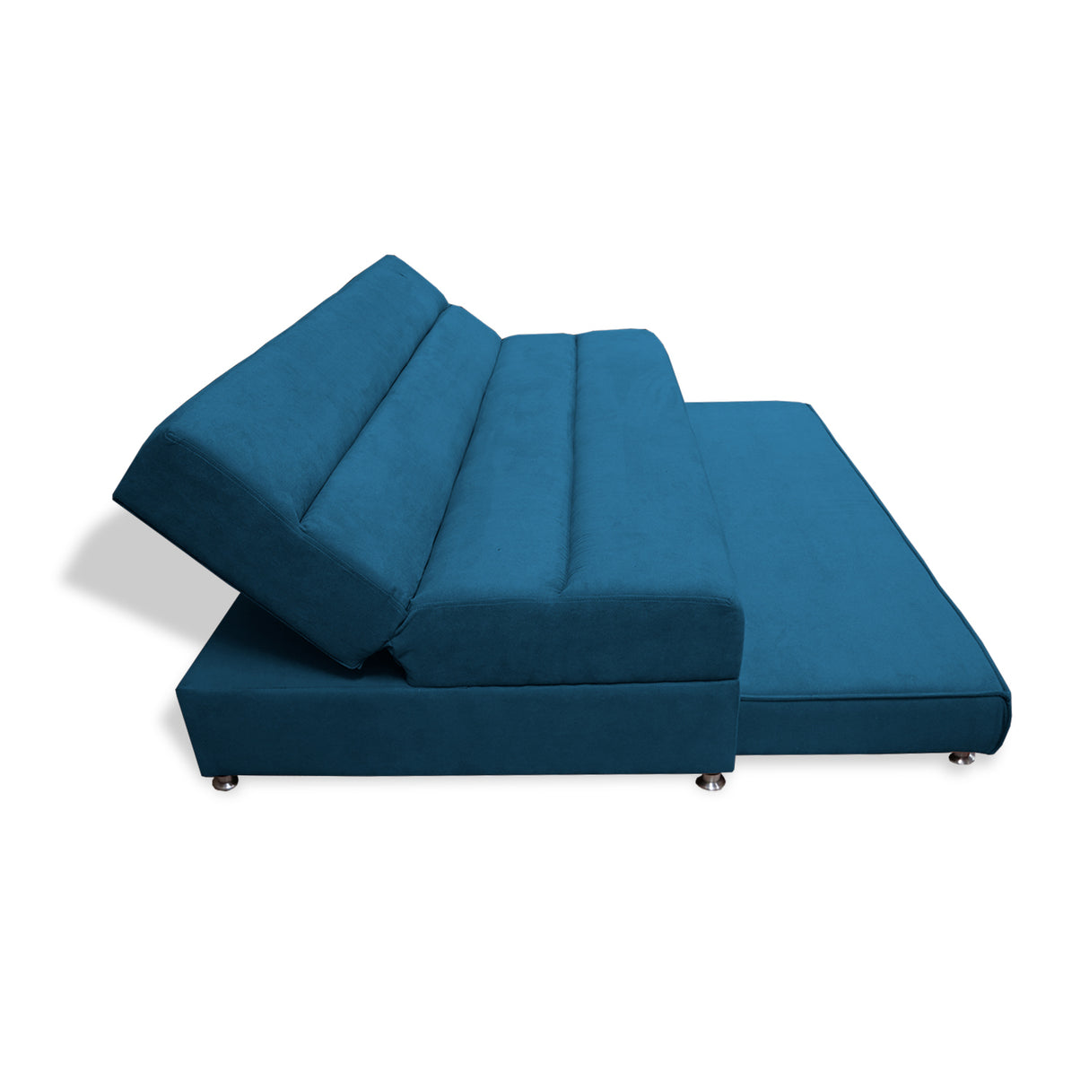 Sofacama Ferreira Azul Petróleo 190x95cm de Tres Puestos Reclinable Antifluido y sin Apoya Brazos - SOFAS Y POLTRONAS | Bylmo
