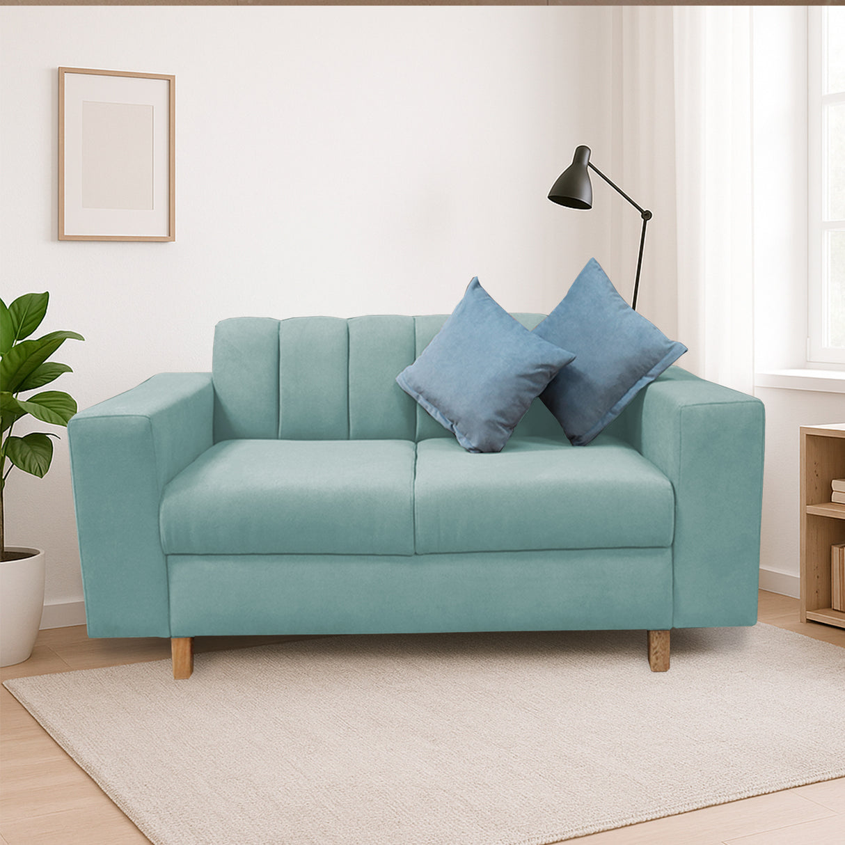 Sofá Noah Menta 150x85cm de Dos Puestos Reclinable Antifluido y sin Apoya Brazos - SOFAS Y POLTRONAS | Bylmo
