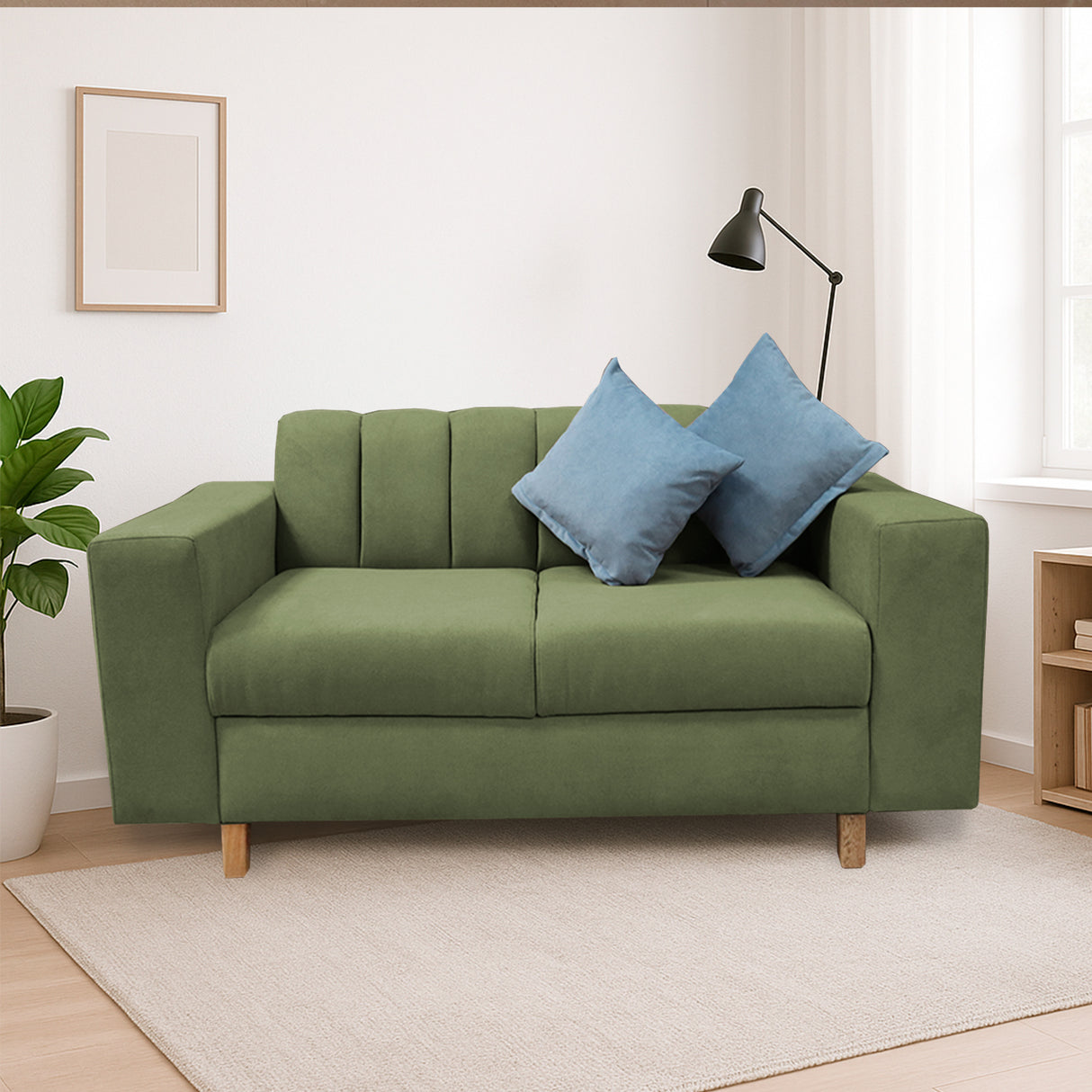 Sofá Noah Verde 150x85cm de Dos Puestos Reclinable Antifluido y sin Apoya Brazos - SOFAS Y POLTRONAS | Bylmo