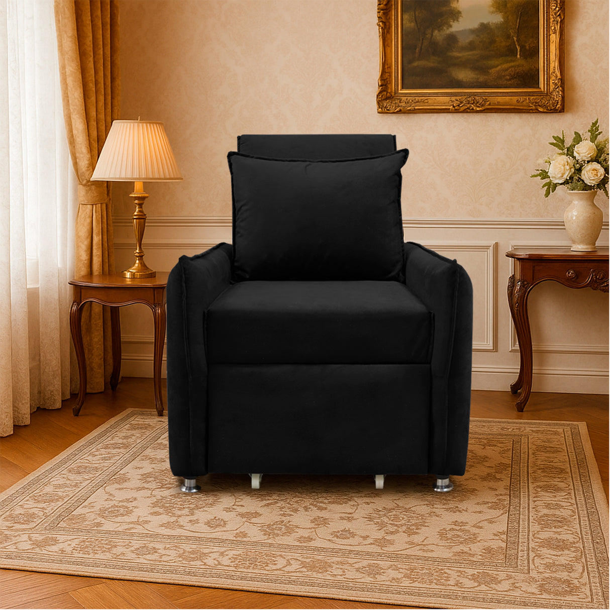 Silla Multipropósito Napoli Negro 75x94cm de Un Puesto Reclinable Antifluido y sin Apoya Brazos - SOFAS Y POLTRONAS | Bylmo