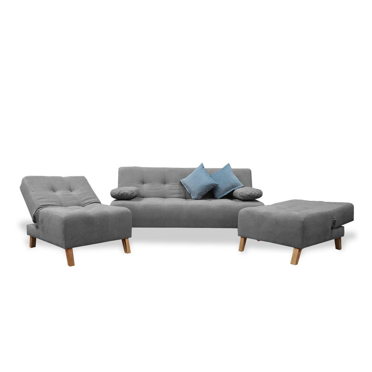 Sala Clic Clac Gris 180x94cm de Cinco Puestos Reclinable Antifluido y sin Apoya Brazos - SOFAS Y POLTRONAS | Bylmo