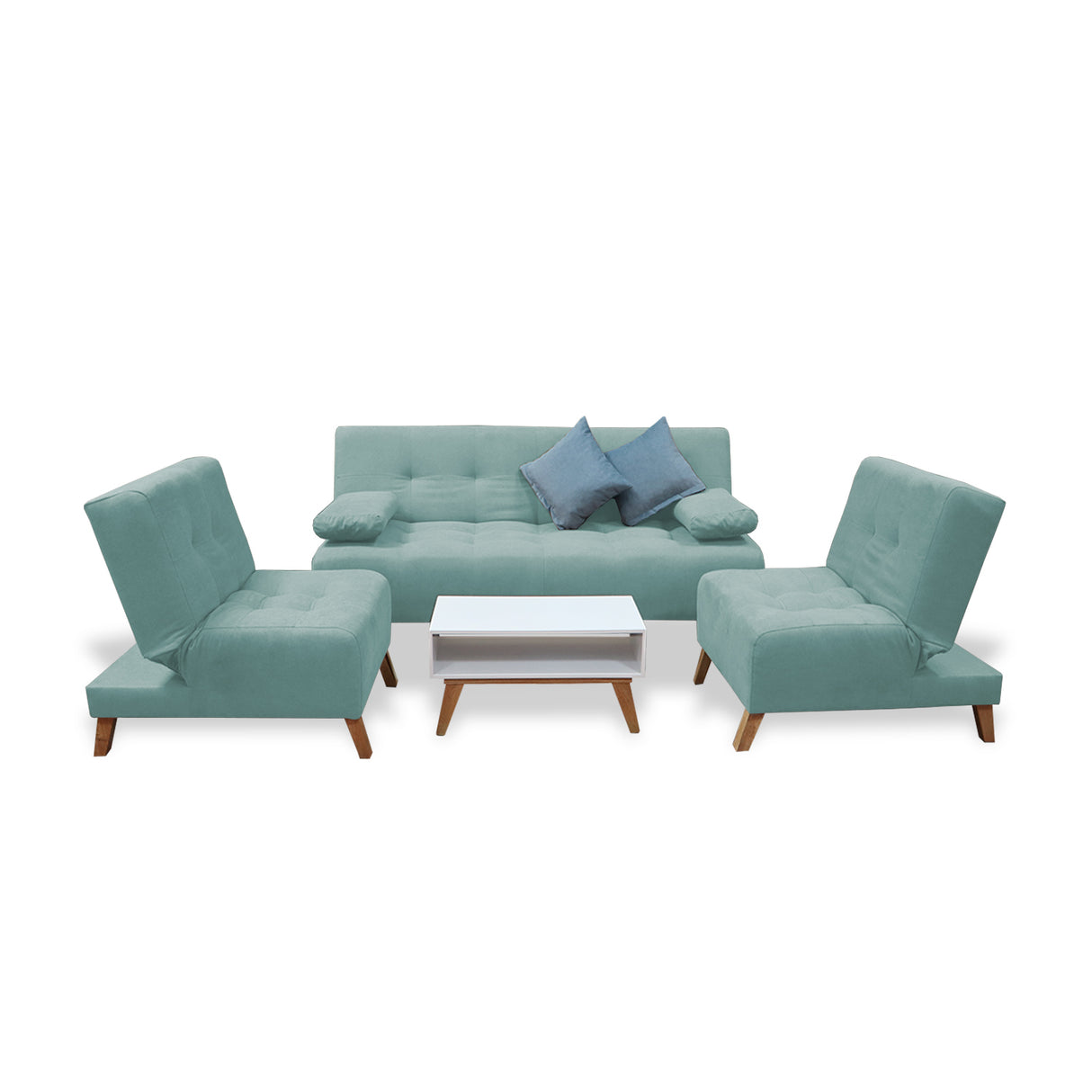 Sala Clic Clac Menta 180x94cm de Cinco Puestos Reclinable Antifluido y sin Apoya Brazos - SOFAS Y POLTRONAS | Bylmo