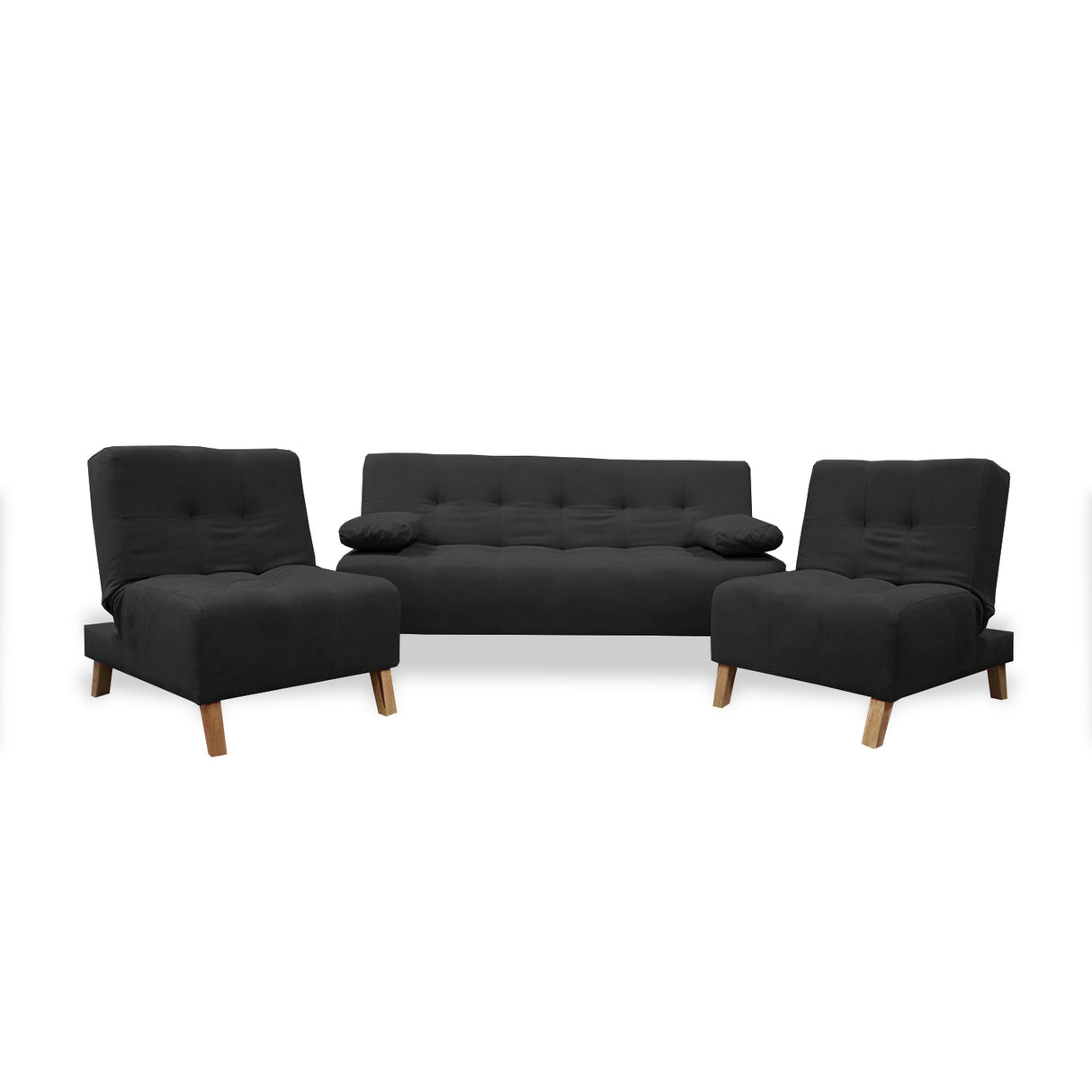 Sala Clic Clac Negro 180x94cm de Cinco Puestos Reclinable Antifluido y sin Apoya Brazos - SOFAS Y POLTRONAS | Bylmo