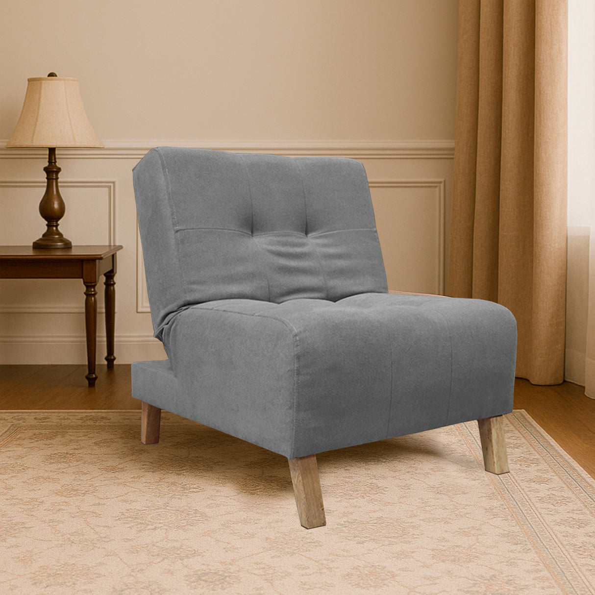 Poltrona Egli Gris 70x94cm de Un Puesto Reclinable Antifluido y sin Apoya Brazos - SOFAS Y POLTRONAS | Bylmo