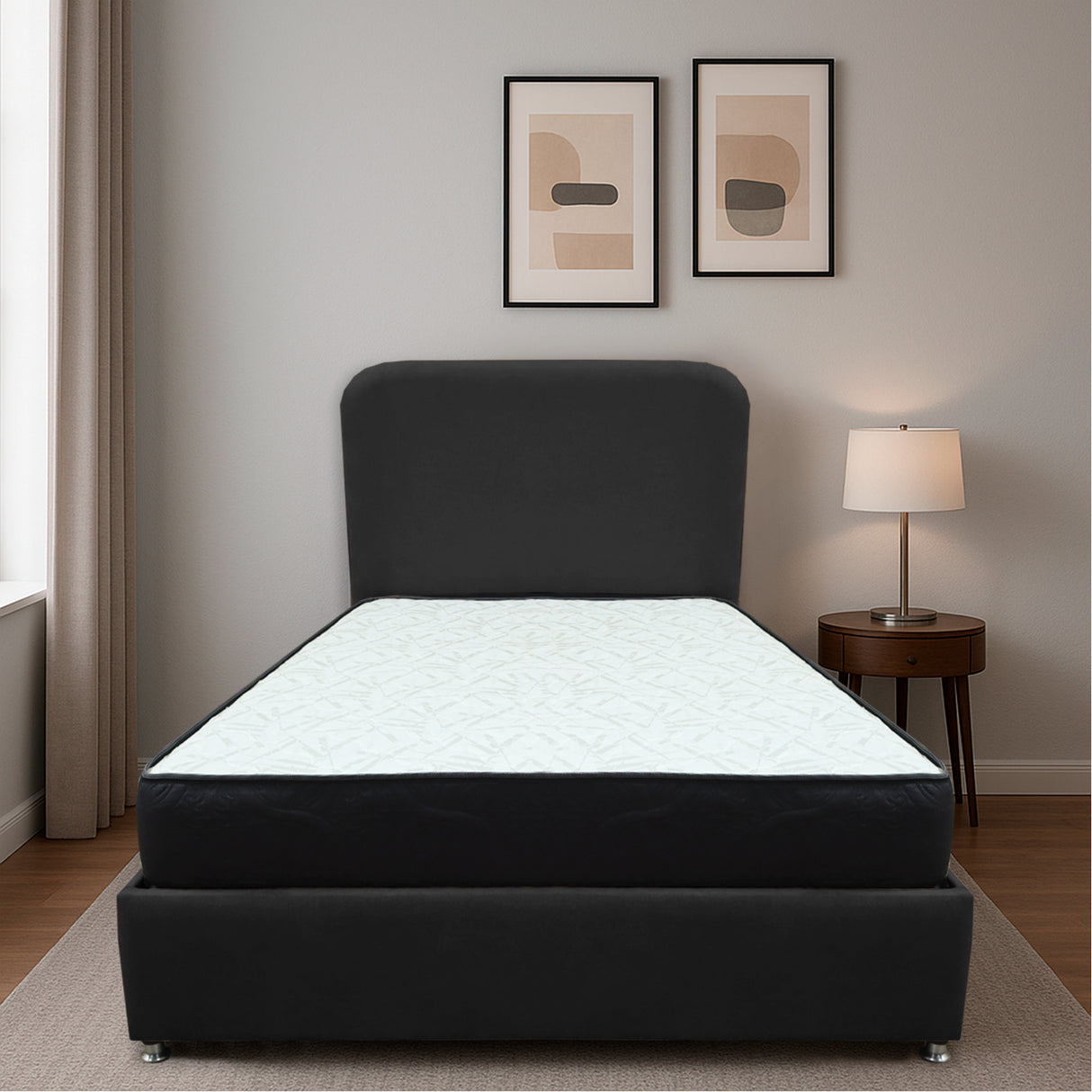 Combo Base Cama y Colchón Comfort Negro para Cama Sencilla 100 X 190 Cm con Patas - CAMAS | Bylmo