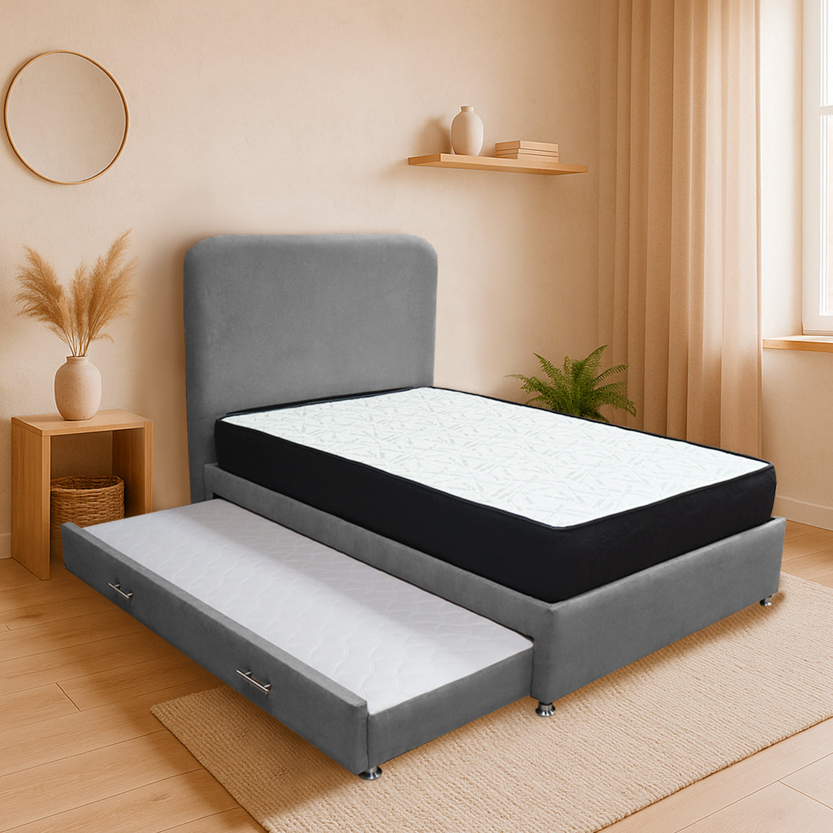Combo Cama Tarima y Colchón Comfort Gris para Cama Sencilla 100 X 190 Cm con Patas - CAMAS | Bylmo