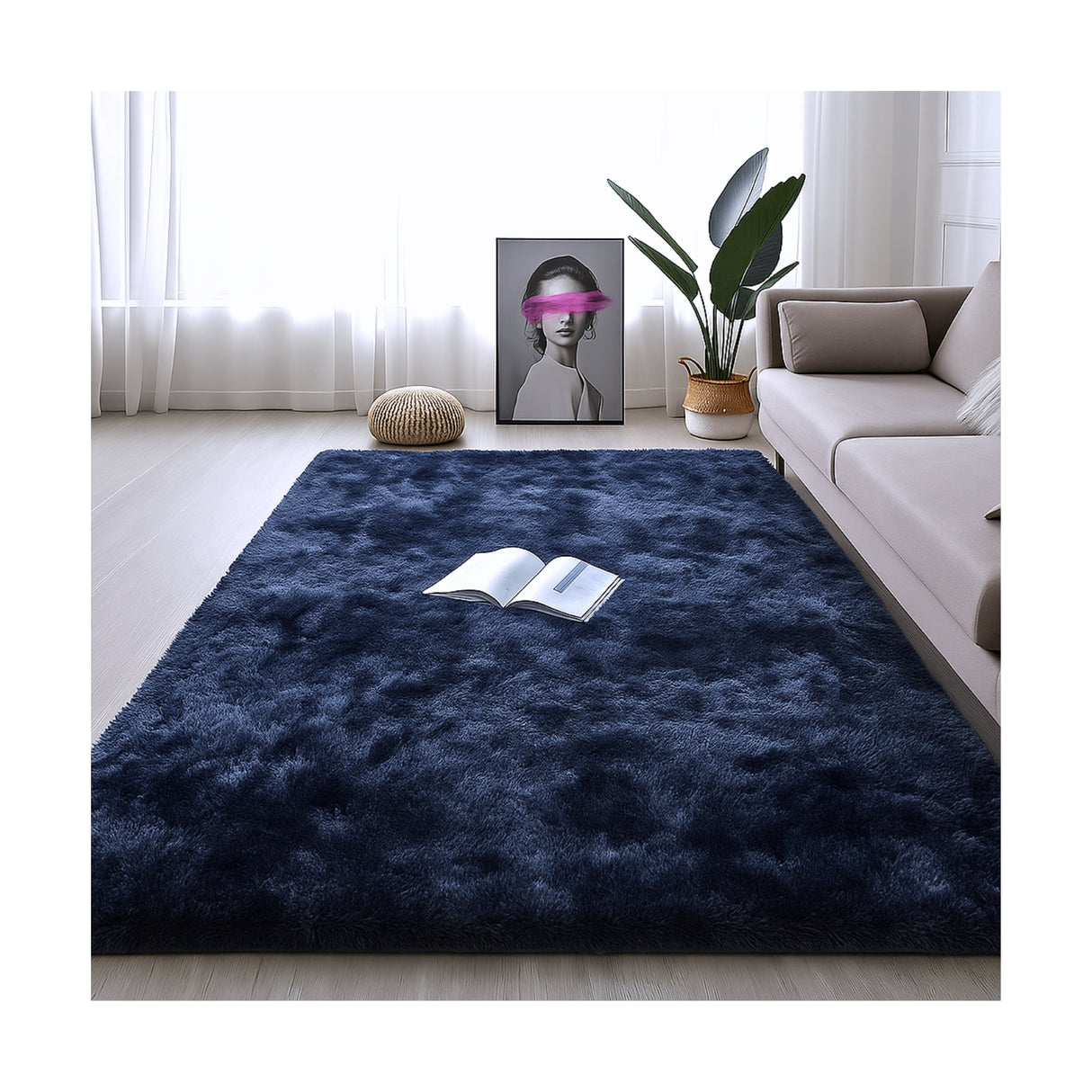 Alfombra de Peluche Rectangular Azul Petróleo 150x200cm Fondo Entero Suave Antideslizante para Sala De Estar - TAPETES Y ALFOMBRAS | Bylmo