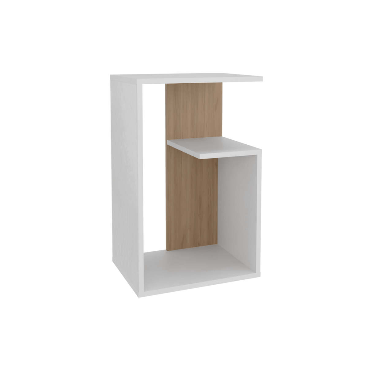 Mesa Auxiliar Everett Blanco Y Fresno 39.8x63.4cm Rectangular con Un Compartimiento - MESAS AUXILIARES | Bylmo