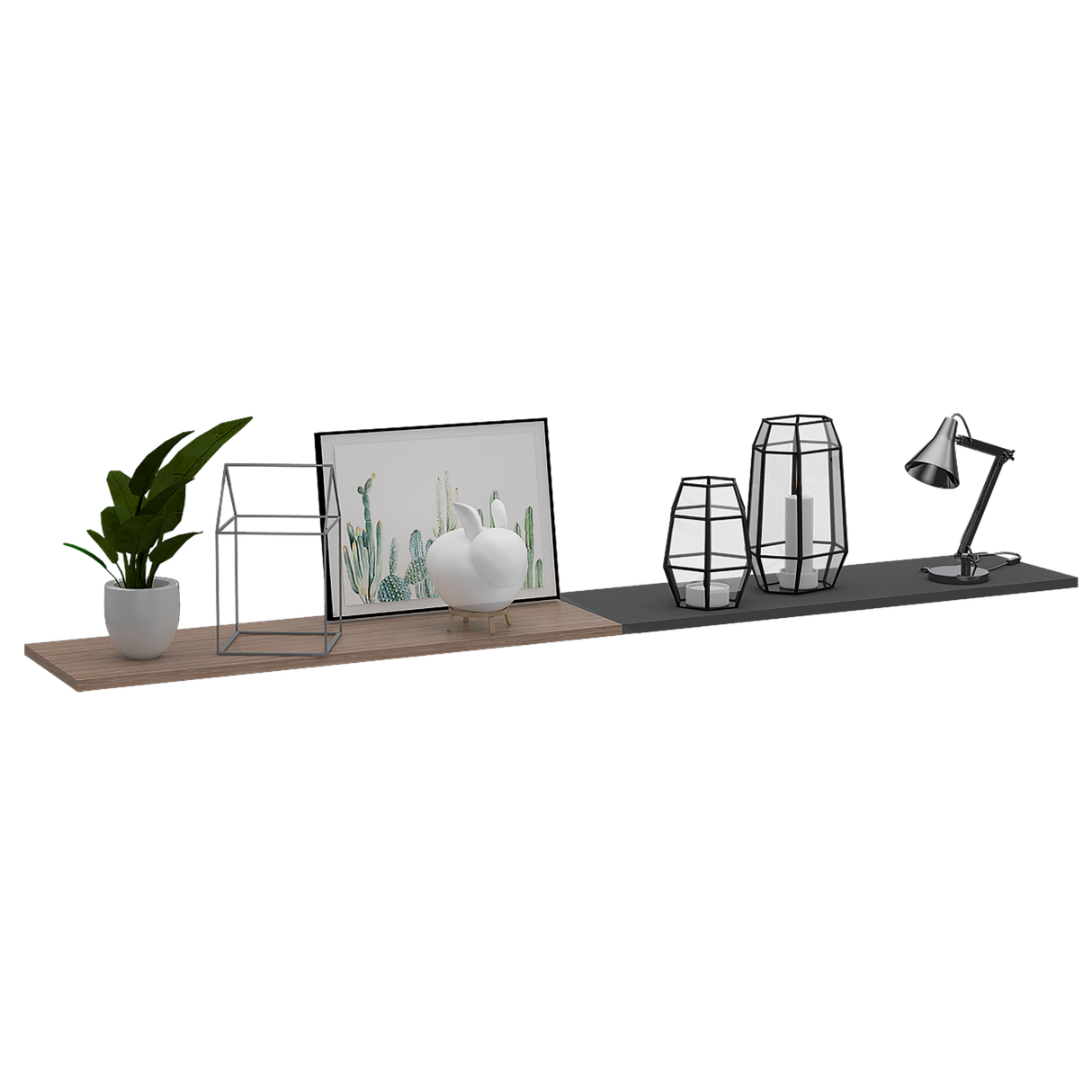 Repisa Wall Z Miel y Plomo 160x1.5cm Rectangular con Dos Entrepaños - REPISAS | Bylmo