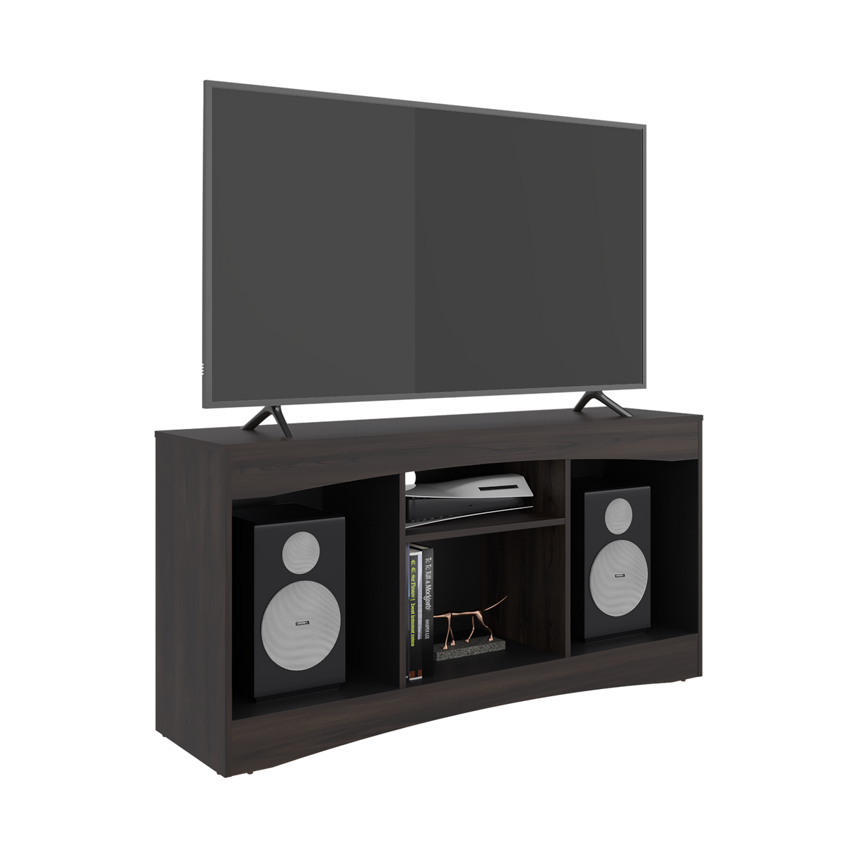 Mesa para TV Fiorenzi Nogal y Wengue 139.2x70cm Para TV Hasta 55" Pulgadas con Tres Compartimientos - MUEBLES DE TV | Bylmo