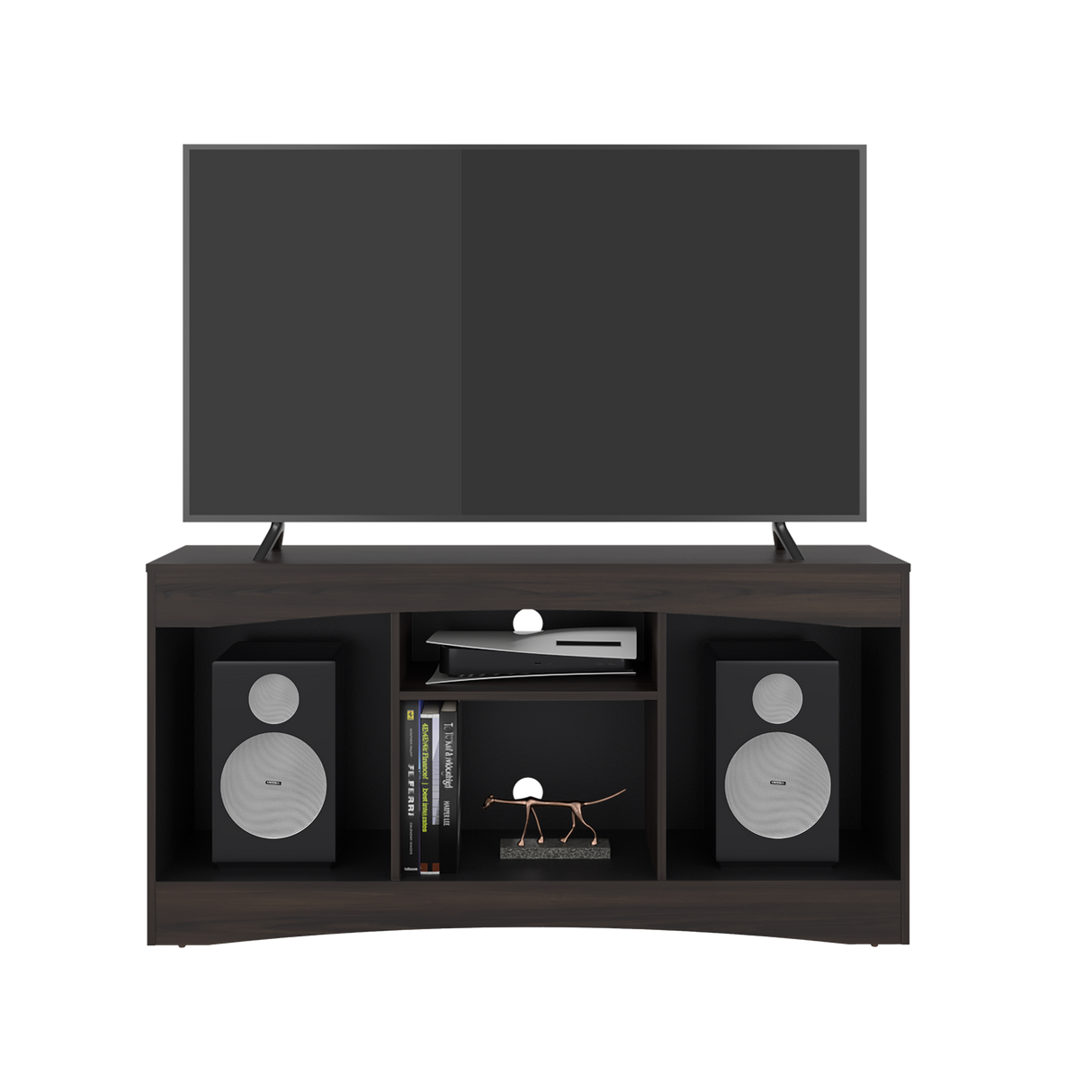 Mesa para TV Fiorenzi Nogal y Wengue 139.2x70cm Para TV Hasta 55" Pulgadas con Tres Compartimientos - MUEBLES DE TV | Bylmo