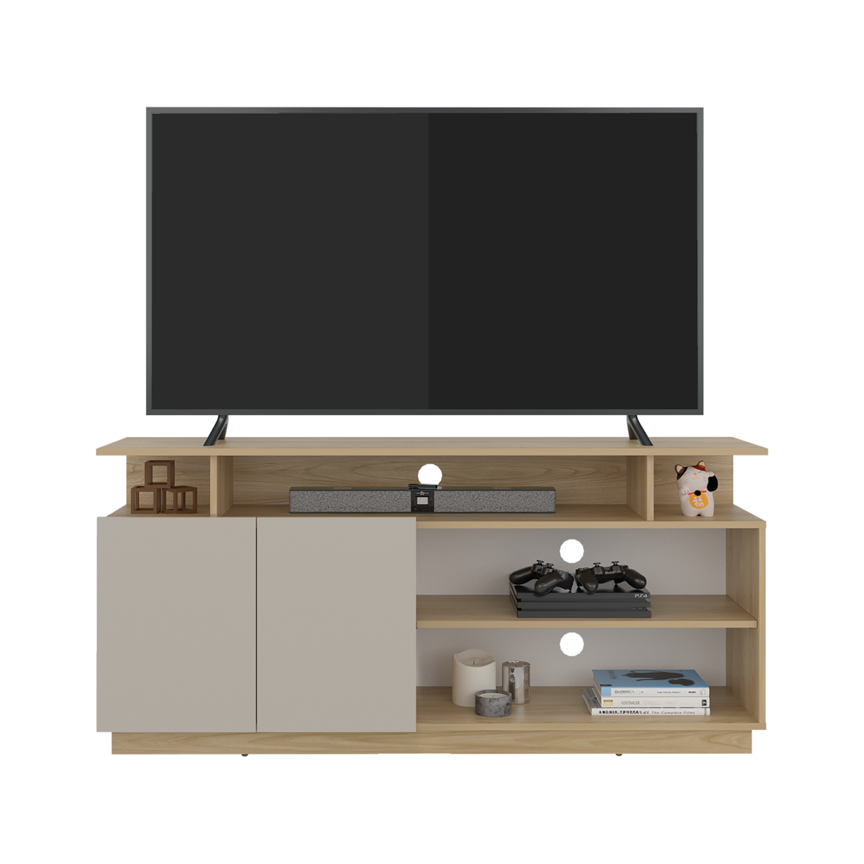 Mesa para TV Hope Fresno Europeo y Capri 150x70cm Para TV Hasta 65" Pulgadas con Cuatro Compartimientos - MUEBLES DE TV | Bylmo
