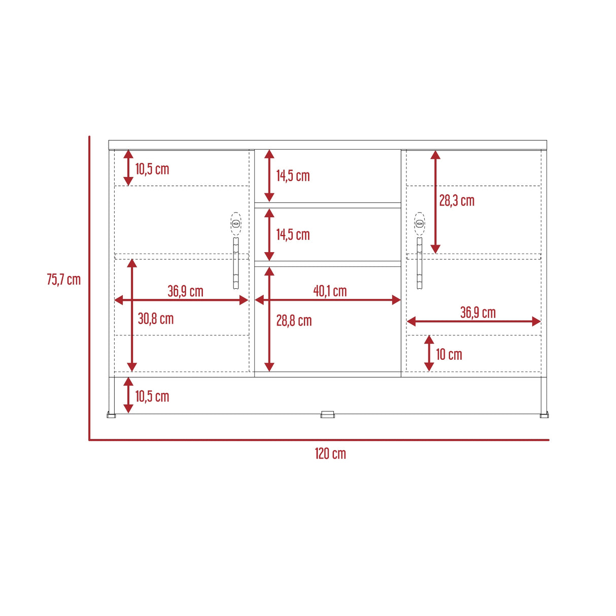Archivador Home Office Coñac 120x75.7cm Carta sin Cajones y con Cerradura - ARCHIVADORES | Bylmo