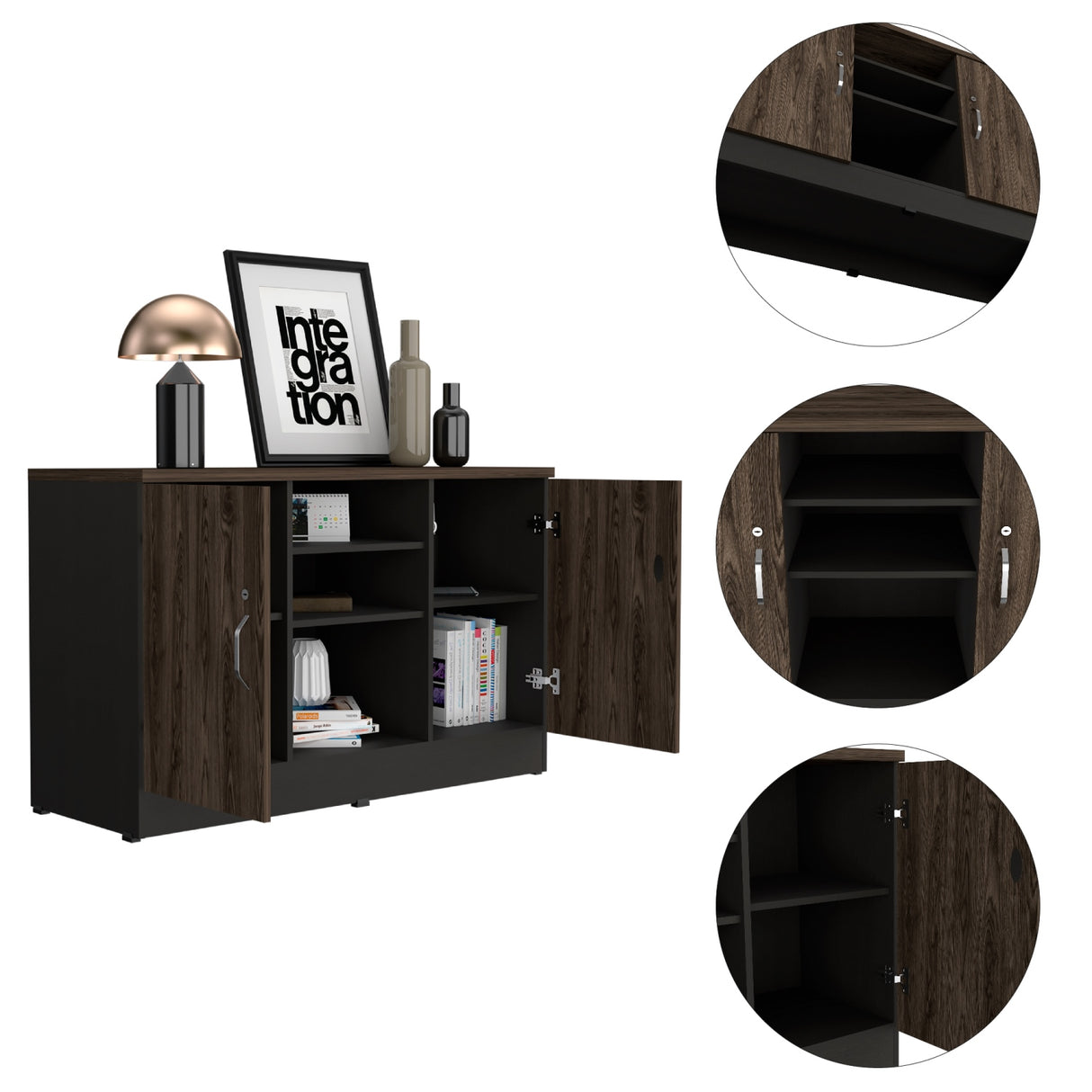 Archivador Home Office Coñac 120x75.7cm Carta sin Cajones y con Cerradura - ARCHIVADORES | Bylmo
