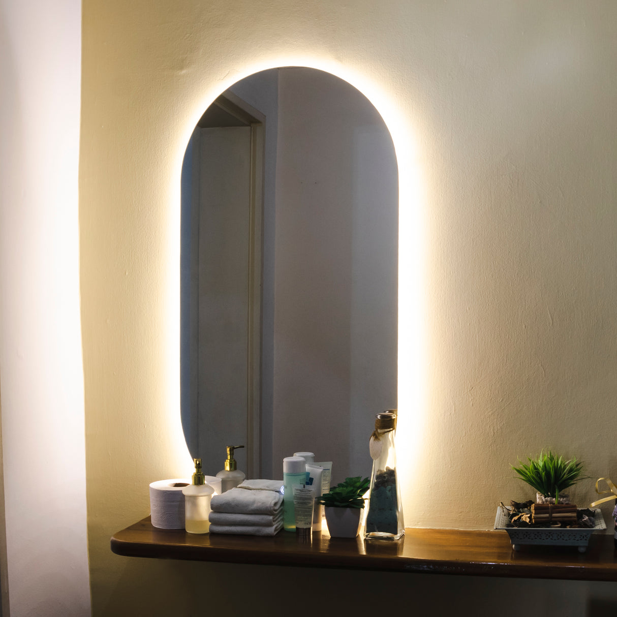 Espejo de Baño Ovalado Meca 50x100cm Flotado Sin Marco y con Iluminación LED - ESPEJOS DE BANHO | Bylmo