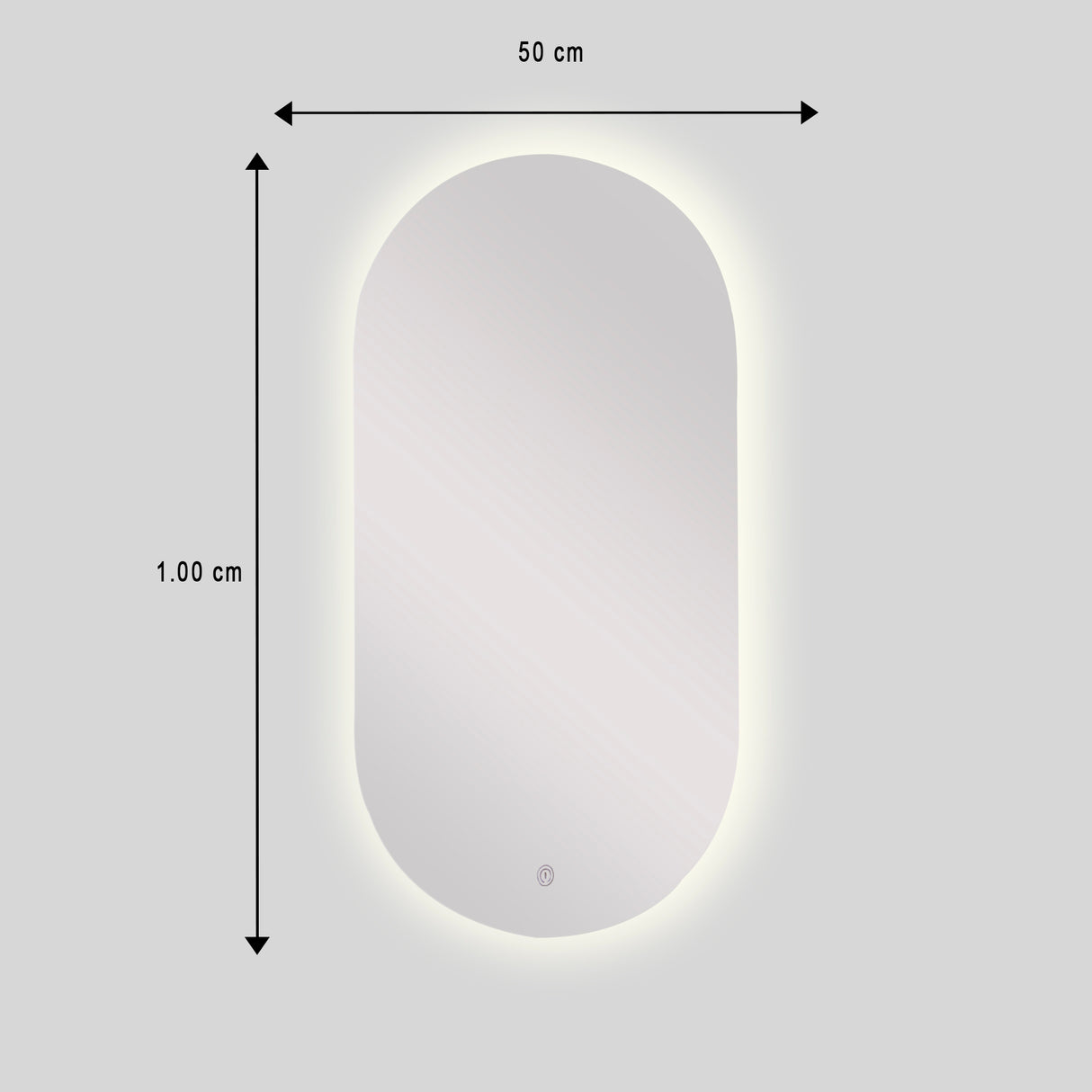 Espejo de Baño Ovalado Meca 50x100cm Flotado Sin Marco y con Iluminación LED - ESPEJOS DE BANHO | Bylmo