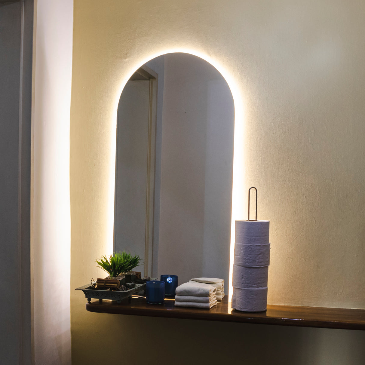 Espejo de Baño Arco Superior Atenas 50x100cm Flotado Sin Marco y con Iluminación LED - ESPEJOS DE BANHO | Bylmo