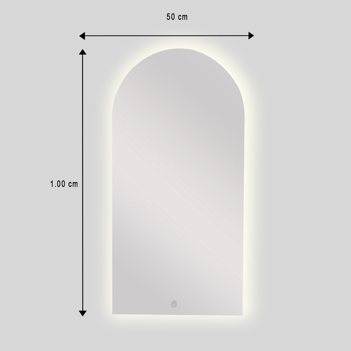 Espejo de Baño Arco Superior Atenas 50x100cm Flotado Sin Marco y con Iluminación LED - ESPEJOS DE BANHO | Bylmo