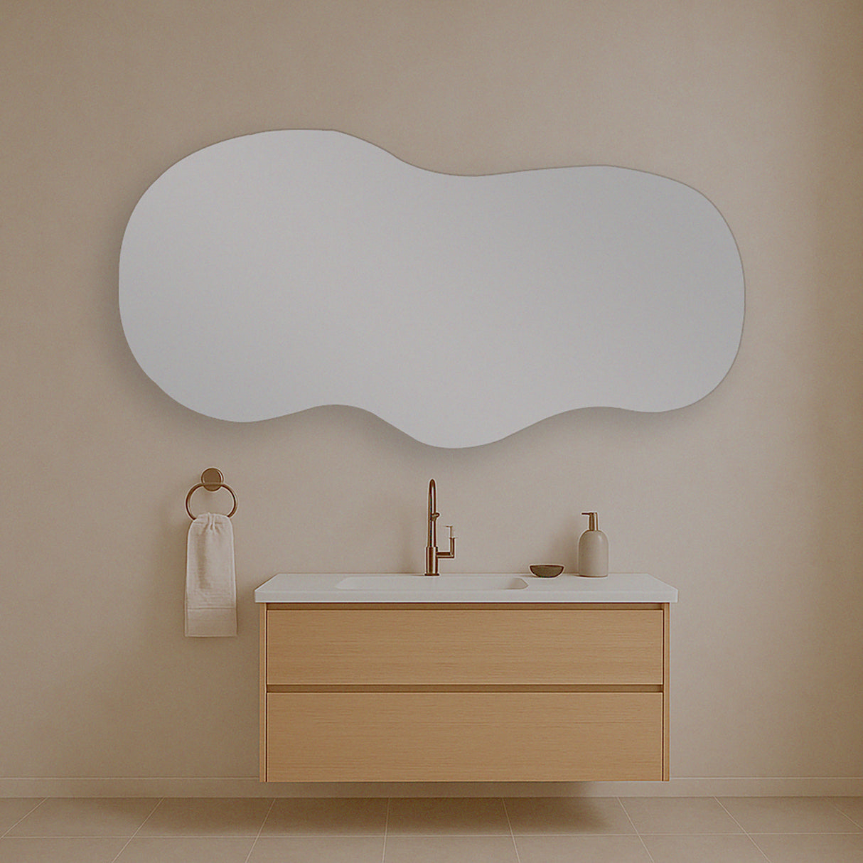 Espejo de Baño Asimetrico Cairo 120x60cm Flotado Sin Marco - ESPEJOS DE BANHO | Bylmo