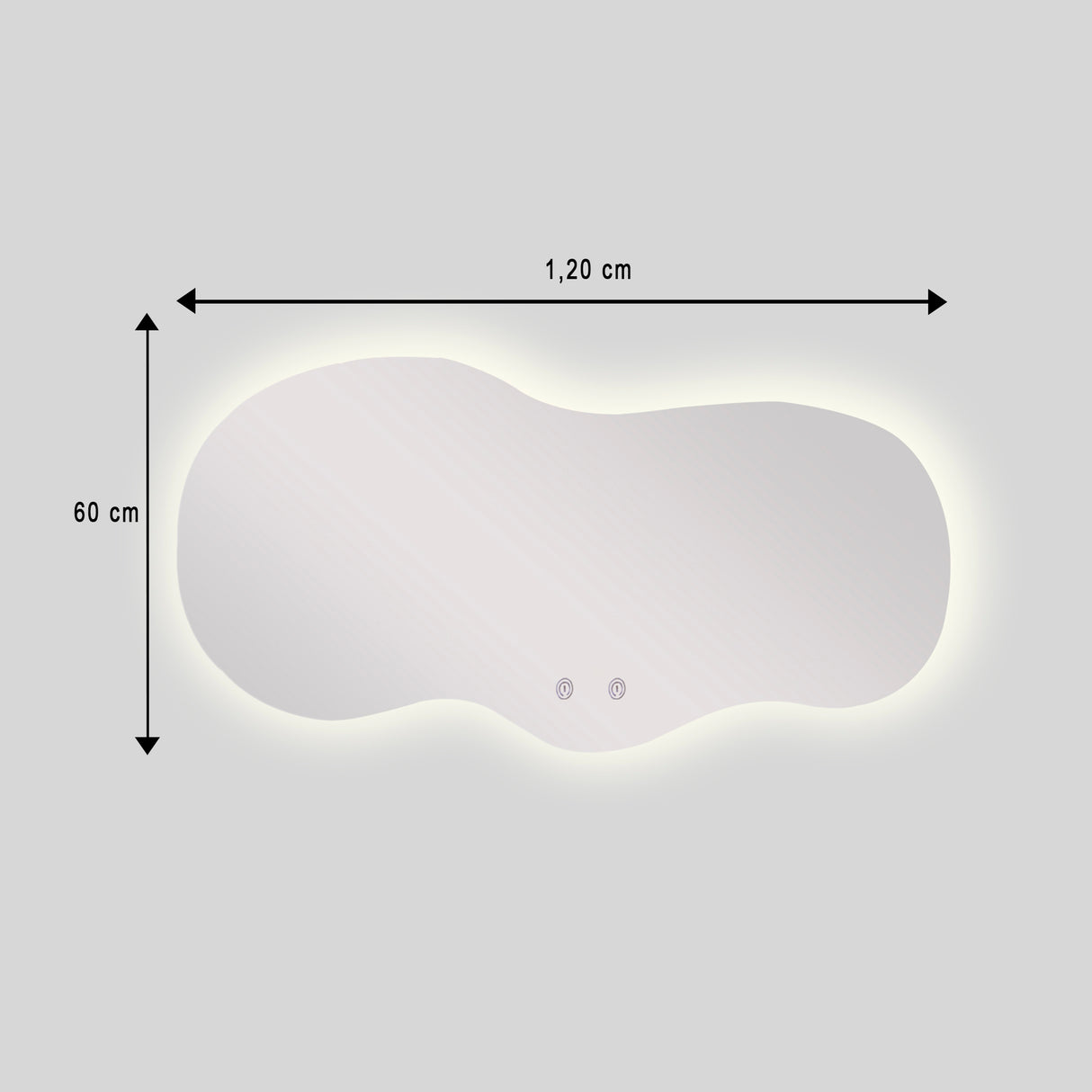 Espejo de Baño Asimetrico Cairo 120x60cm Flotado Sin Marco con Antiempaño y con Iluminación LED - ESPEJOS DE BANHO | Bylmo