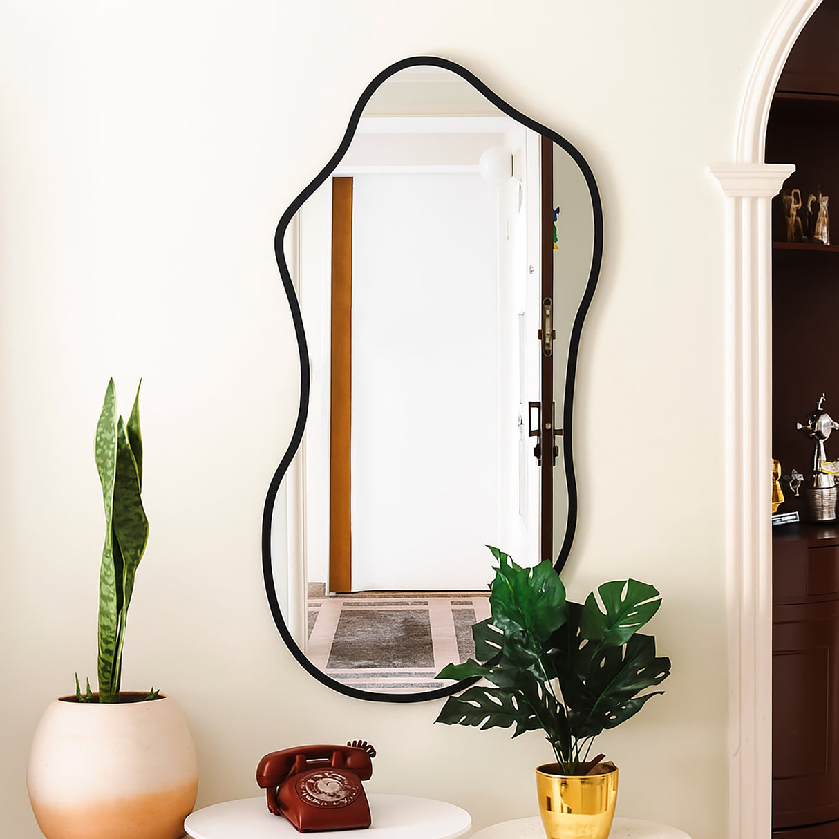 Espejo de Pared Asimetrico Corsega Negro 60x120cm con Marco En Madera - ESPEJOS DE PARED | Bylmo