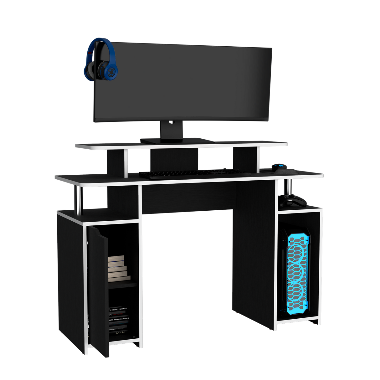 Escritorio Gamer Keria Lite Wengue 120x88.5cm sin Cajones - ESCRITORIOS | Bylmo