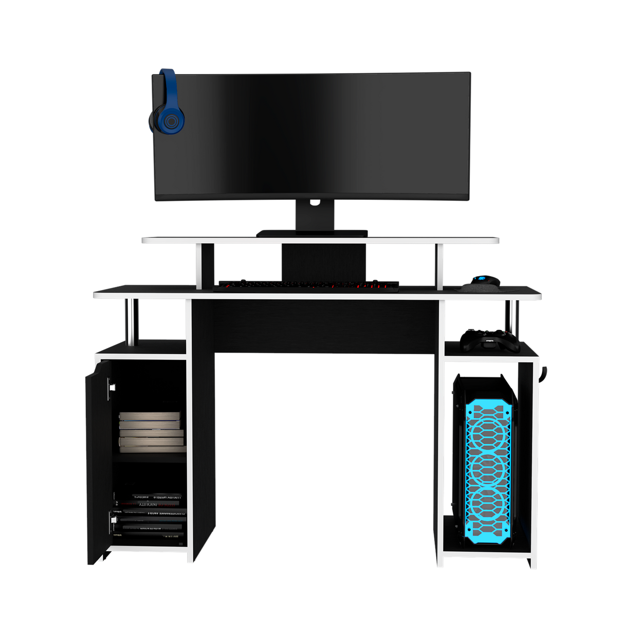 Escritorio Gamer Keria Lite Wengue 120x88.5cm sin Cajones - ESCRITORIOS | Bylmo