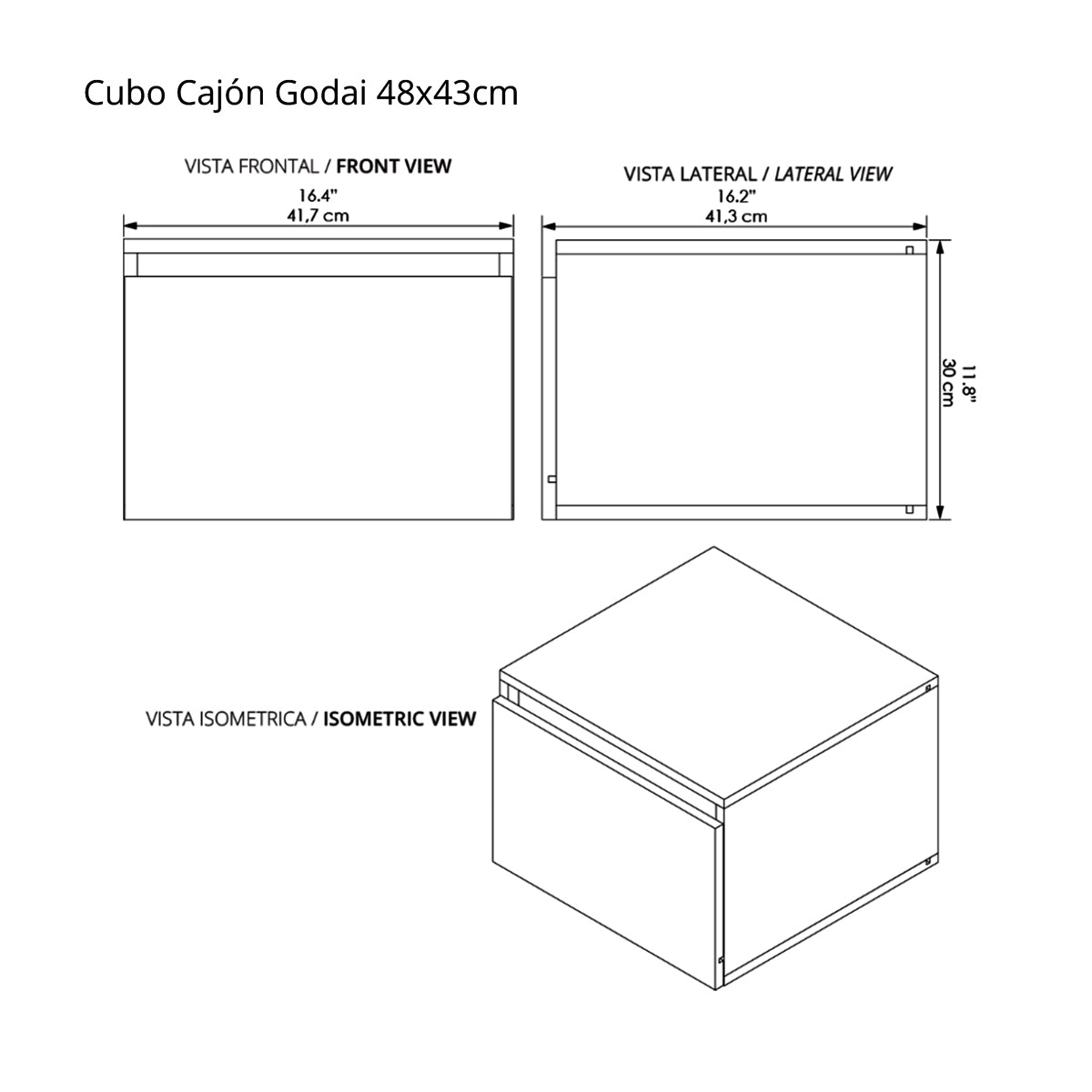 Kit Mueble con Lavamanos Flotante Godai Mitte Tambo 48x48cm Individual con Lavamanos de Sobreponer y con Un Cajón - MUEBLES PARA LAVAMANOS | Bylmo